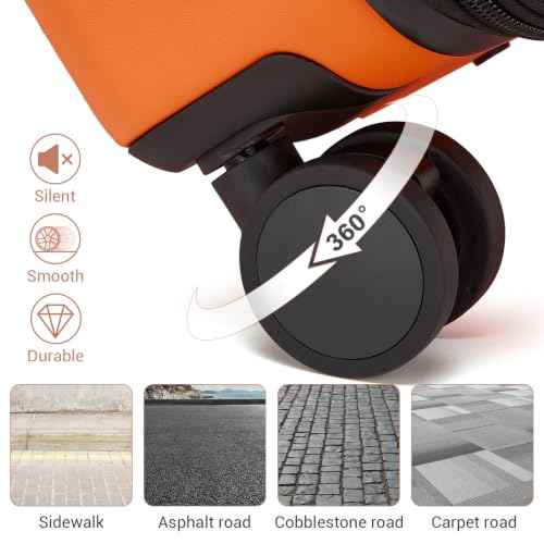Checked Suitcase 24in Expandable ABS+PC Side Handles luggage Orange