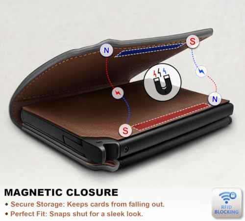 Men Slim Leather Wallet Metal Case Money Clip