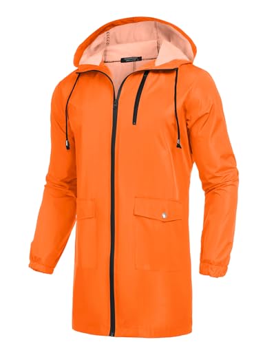 Men's Packable Rain Caots Big And Tall Green Men'S Rain Coats Watertight Jacket