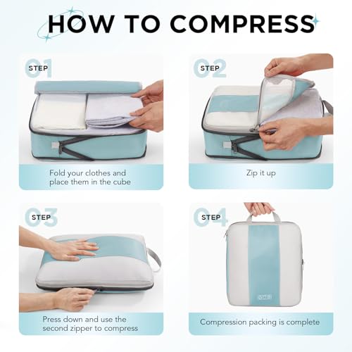 10 Set Compression Packing Cubes for Travel Essentials (10 Count)