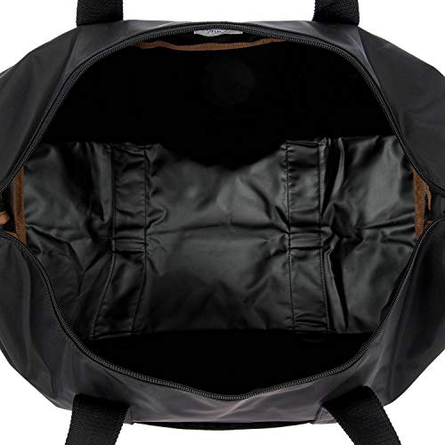 Bric’s X-Bag/X-Travel 2.0 Overnight Weekender Duffel, Water-Resistant Folding Carry-On with Leather Trim, Removable Shoulder Strap and Pass-Through Sleeve - Mini Bag Included – 18 Inch, Black