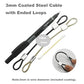 1/8"(3mm) Wire Diam Stainless Steel Cable Eyelets Loops Short Rope Lanyard Safety Tether Chain Lock with Vinyl Coated Cover, 10Pcs 20" Long Black (10 Count)
