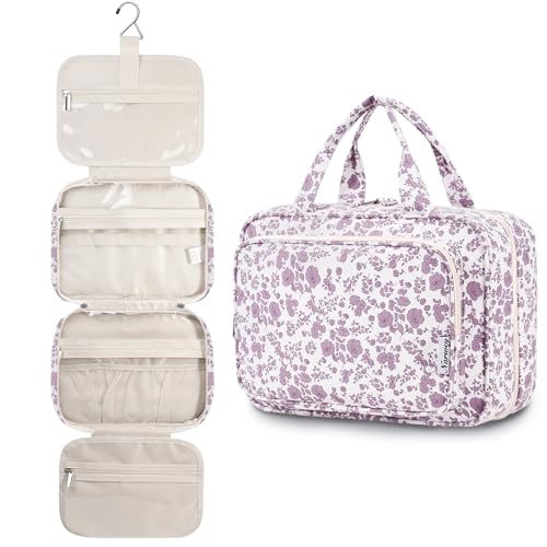Travel Toiletry Bag for Women Large Hanging Makeup Bag Organizer Toiletries Bag for Full Size Essentials Accessories Cosmetics