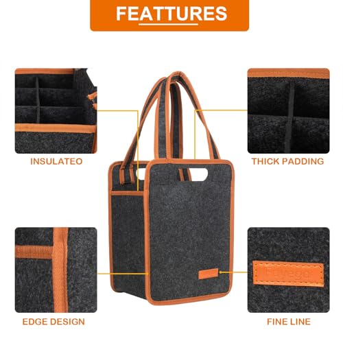 6 Bottle Wine Carrier Tote Bag (2 Count)