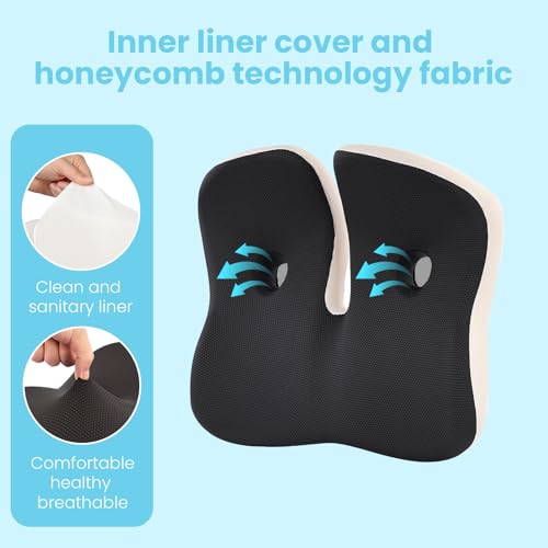 Seat Cushion Memory Foam for Sit Bone and Back Pain Relief