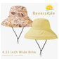 Womens Sun Hats Wide Brim Reversible Bucket Cotton Hat Packable Summer Travel Cap with Hat Clip