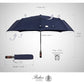 Folding Umbrella Real Wood Handle Auto Open Close Dark Navy