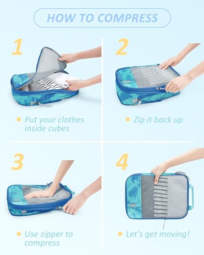 6 Set Compression Packing Cubes for Travel (6 Count)