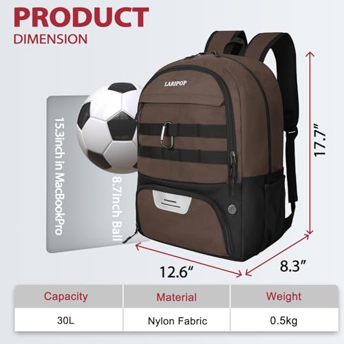 Soccer Backpack Bag with Ball Holder Ventilated Shoe Compartment Large Capacity Sports Gear Bag for Basketball Volleyball Gym
