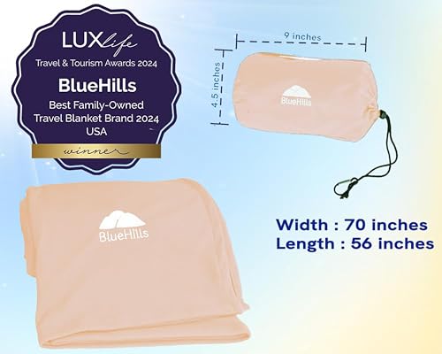 Ultra Compact Travel Blanket Premium Plane Pillow Airplane Beige