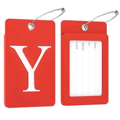 2 Pack Initial Luggage Tags for Suitcases Airplane Travel Essentials (2 Count)
