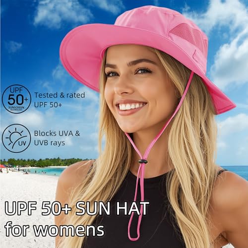 Women's UPF 50+ Safari Sun Hat Breathable UV Protection Fishing Hat