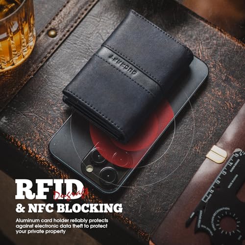 Trifold Card Wallet for Men RFID Blocking with Pop Up Credit Card Holder