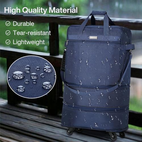 Suitcases with Wheels Expandable Foldable Luggage Bag Suitcase Collapsible Rolling Travel Bag Duffel Bag for Men Women Lightweight Suitcases without Telescoping Handle