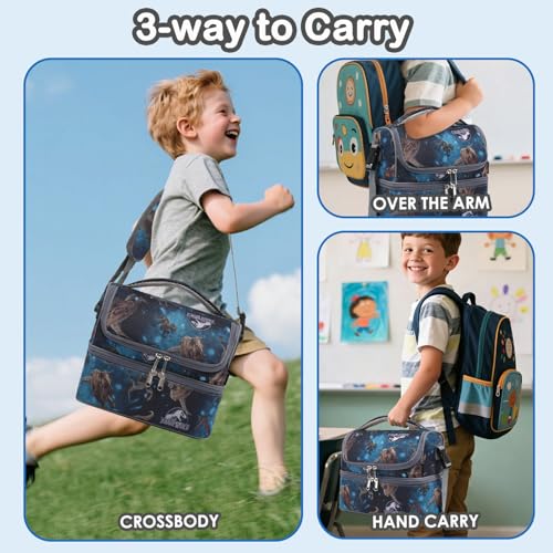 Double Decker Cooler Insulated Lunch Bag Large Tote for Boys