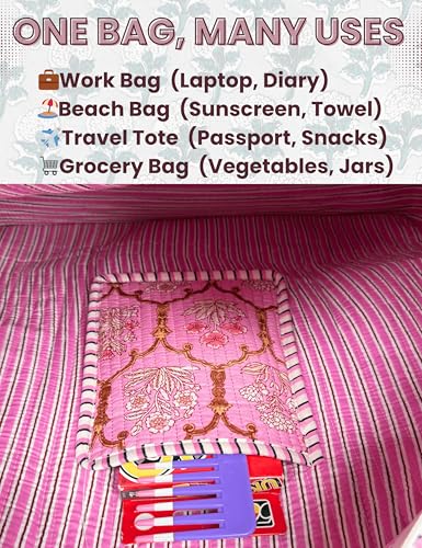 100% Cotton Quilted Tote Bag For Women