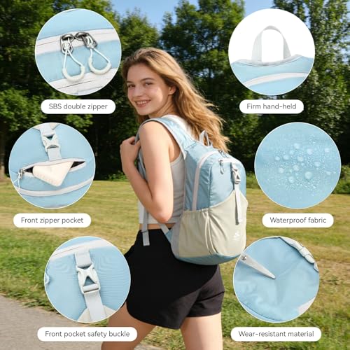 15L Small Hiking Backpack for Women Men Lightweight Packable Backpack Foldable Casual Daypack for Camping Travel Outdoor