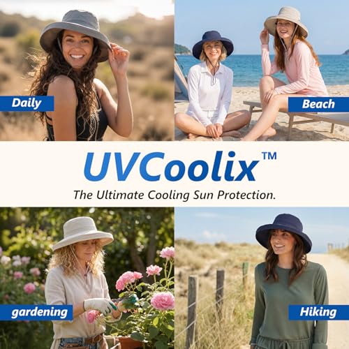 UVCoolix Women's UPF 50+ Wide Brim Cooling Sun Hat
