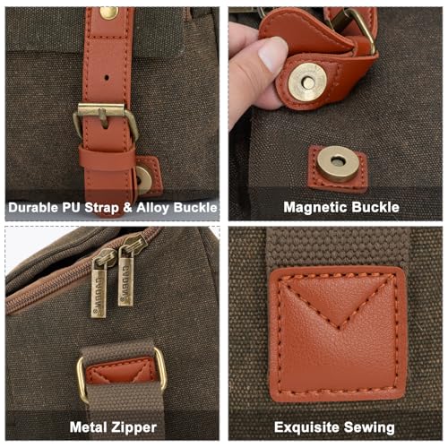 Compact Camera Bag Case Canvas Leather Trim Compatible for Nikon