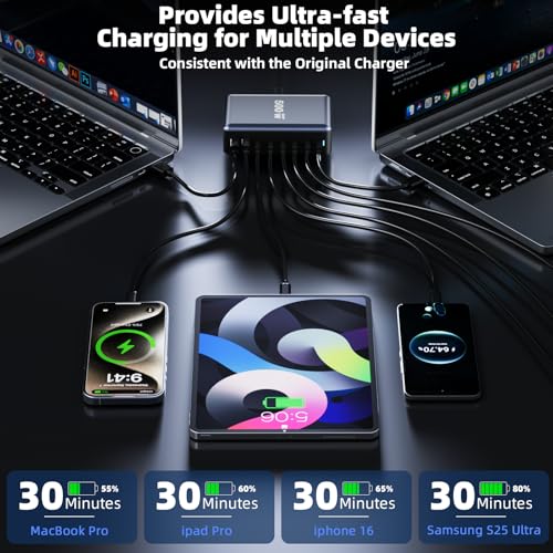 500W Fast Charging 8 Port USB C Charger Block with Nylon Fast Charging Cable