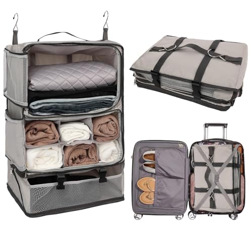 Travel Portable Hanging Shelves Closet Organizer Packing Luggage Storage with Multifunctional and Foldable Invisible Compartment