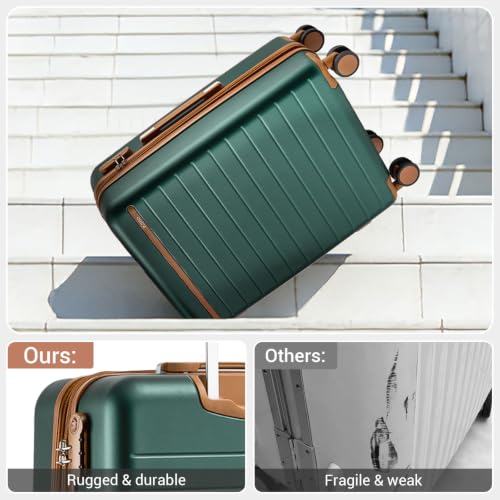 Carry On Suitcase 20in Expandable ABS+PC Airline Approved Green