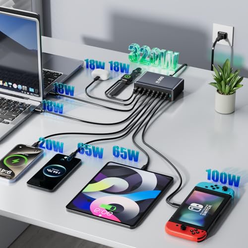 320W Fast Charging 8 Port USB C Charger Block