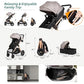 6-in-1 Convertible Baby Stroller with Bassinet Mode - Toddler Stroller w/Footmuff, Rain Cover, Cup Holder & Large Storage, Newborn w/All-Scene Large Wheels, Reversible Seat(Grey)