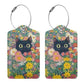 2 Pcs Luggage Tags for Suitcases Black Cat PU Leather Luggage Tag with Privacy Cover Label Address Card and Durable Metal Ring Suitable for Men Women Handbags Backpacks