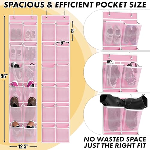 12 Pockets Large Over Door Shoe Organizer (2 Count)