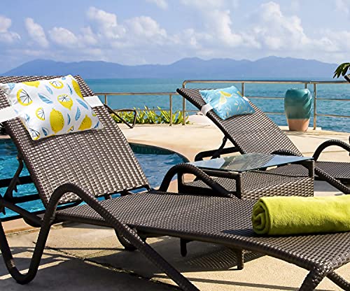 Outdoor Patio Chaise Lounge Small Headrest Waterproof Pillows with Insert & Adjustable Elastic Stripe (2 Count)