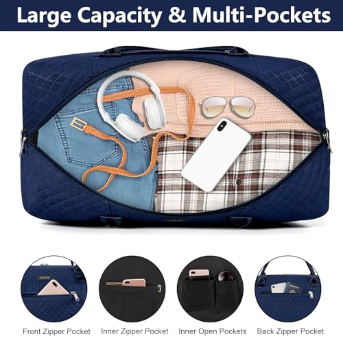 Weekender Bag for Women 21.5" Travel Duffel Large Carry On Bag 3PCS (3 Count)