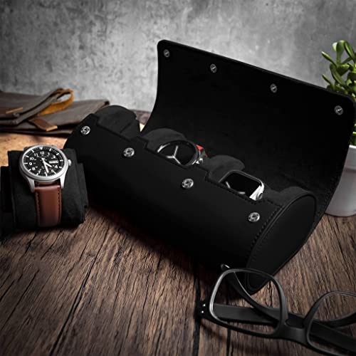 Barton Leather Watch Roll for 3 Watches