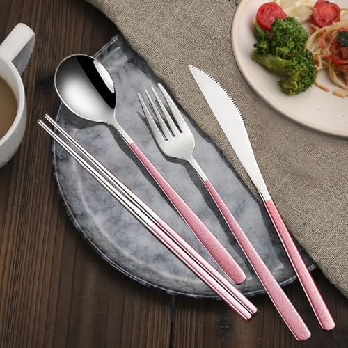 4 Piece Portable Travel Utensils Set with Case 18 (4 Count)