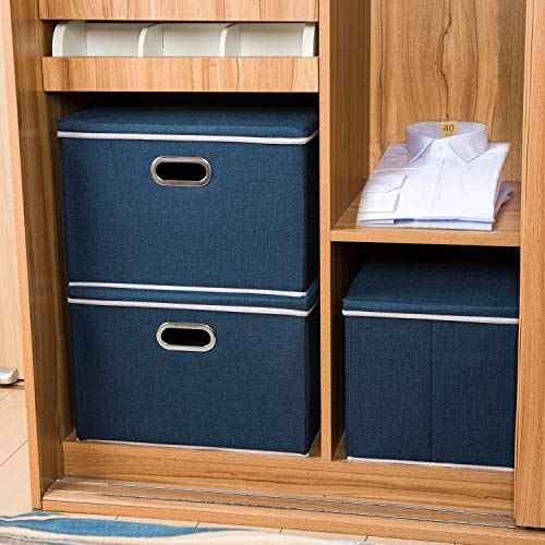 Extra Large Collapsible Storage Bins with Lids [5 (5 Count)