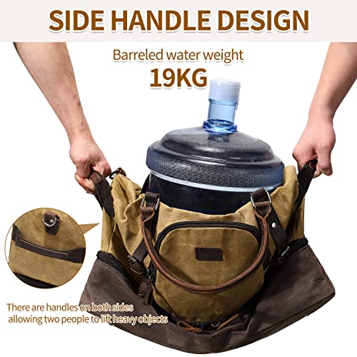 Nerlion Weekender Bag with Shoe Compartment Large Overnight Bag for Men Canvas Genuine Leather Carry on Luggage Bag Travel Duffel Bag