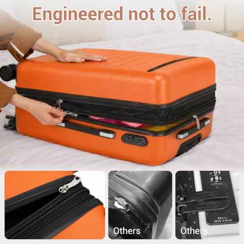 Checked Suitcase 24in Expandable ABS+PC Side Handles luggage Orange