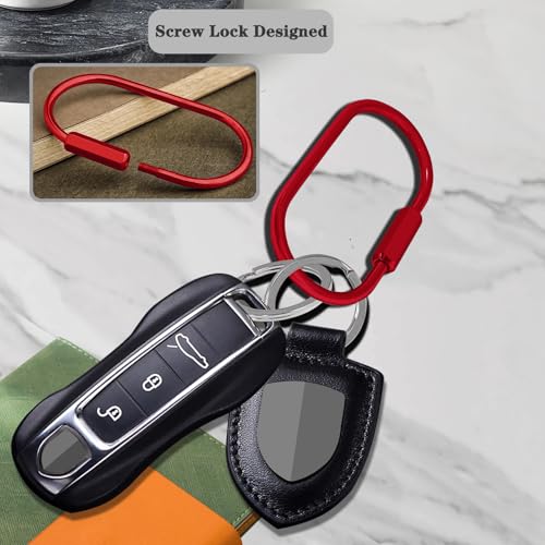 Key Chain Brass Key Rings 2 Pack Screw Lock Key Organizer with 4 Rings Carabiner Keychain Clip for Men and Women (2 Count)