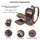 Leather Laptop Backpack for Men with Trolley Strap 16L Slim