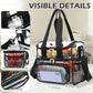Clear Bag Double Decker Lunch Bag for Stadium Events Adult Large Transparent Tote for Men (Clear#Black)