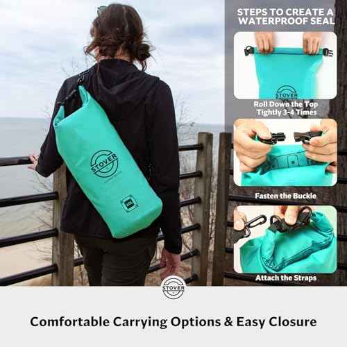 5/10/25/30/40L Waterproof Dry Bag, Medium Lightweight Roll Top Dry Bag Backpack w/Waterproof Phone Case, Kayaking, Travel, Hiking, Fishing, Tubing, Camping, the Beach, Men/Women (Teal)