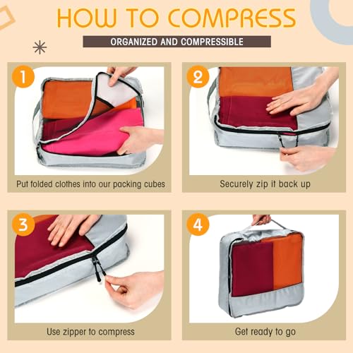5 Pcs Packing Cubes for Suitcase Large Travel Cubes Carry on Luggage Organizer Bags for Clothes Accessories (5 Count)