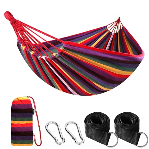 Cotton Camping Hammock Portable with Tree Straps Holds 660lbs