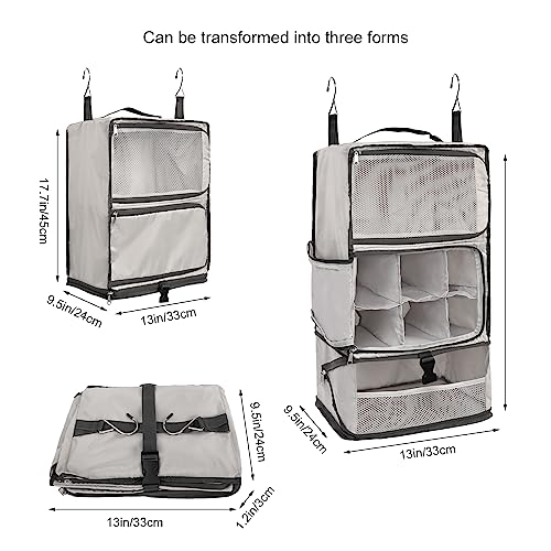 Travel Portable Hanging Shelves Closet Organizer Packing Luggage Storage with Multifunctional and Foldable Invisible Compartment