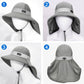 Cooling Sun Hat for Men Women UPF50+ Wide Brim Fishing Hat with Neck Flap Adjustable Foldable Bucket Hat for Hiking Grey