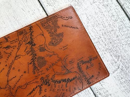 Handmade genuine Leather Wallet Map engrave