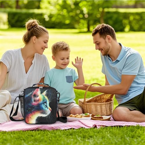Cat Kitten Cool Kids Lunch Box for Girls Boys Reusable Insulated Lunch Bag for Kids Toddler Thermal Cooler Spacious Lunchbox with Shoulder Strap Lunchbag for School Work Picnic (A10:funny cat)