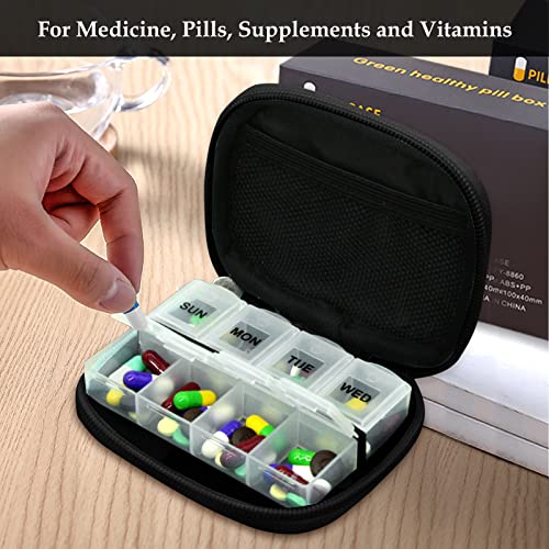 Weekly Travel Pill Organizer Pill Case for Purse with Removable 7 Day Pill Box