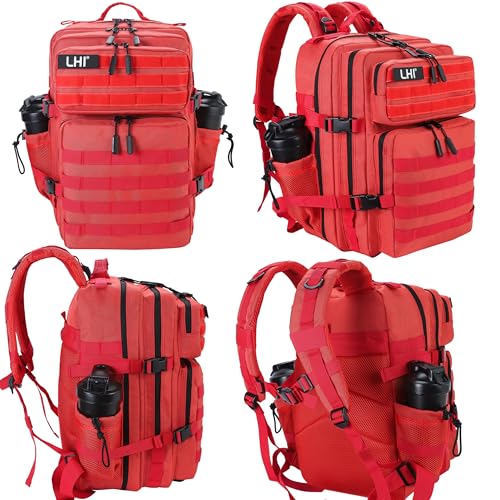 Military Tactical Backpack for Men and Women 45L Army 3 Days Assault Pack Bag Large Rucksack with Molle System Red
