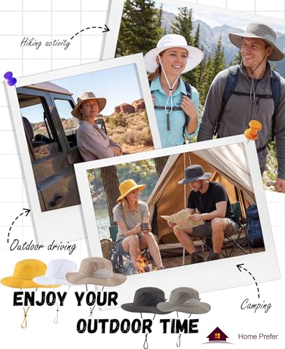 UPF50+Mens Womens Sun Hat Wide Brim Fishing Hat Packable Hiking Gardening UV Protection Hat for Womens Yellow